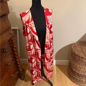 Unique&Beautiful red&cream colored silk tunic. 100% silk